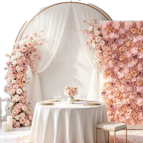Künstliches Blumenwandpaneel, Seiden- und Kunststoffmaterial, Abmessungen 6040cm, 56-59 Blumen pro Paneel, Nettogewicht 1.8kg, Ideal für Hochzeiten (1/5)