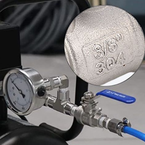 Vanne à bille en acier inoxydable à passage intégral 3/8", vanne à bille à double filetage mâle en deux parties, vanne à bille NPT (1/5)