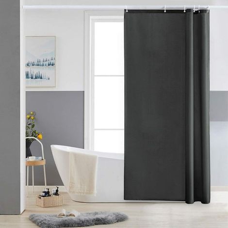 Petit Rideau de Douche,Gris Foncé,Anti Moisissure,150 x 180cm,Tissu Polyester,Imperméable,Rideaux Baignoire Lavable en Machine,6 Crochets (1/5)