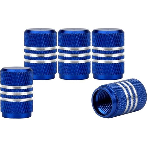 5pcs Car Dust Caps Around Wheel Aluminum Tire Valve Caps Blue (1/5)
