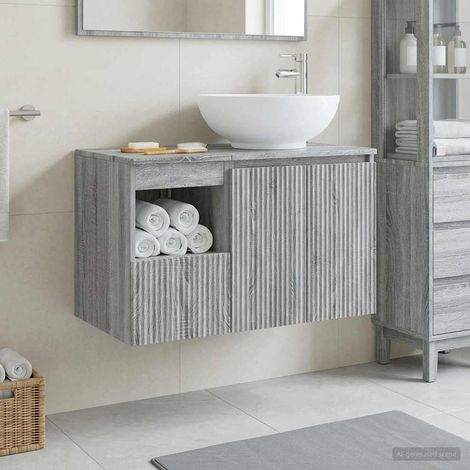 Beyamis Ensemble de meubles de salle de bain 2 pièces, gris (1/5)