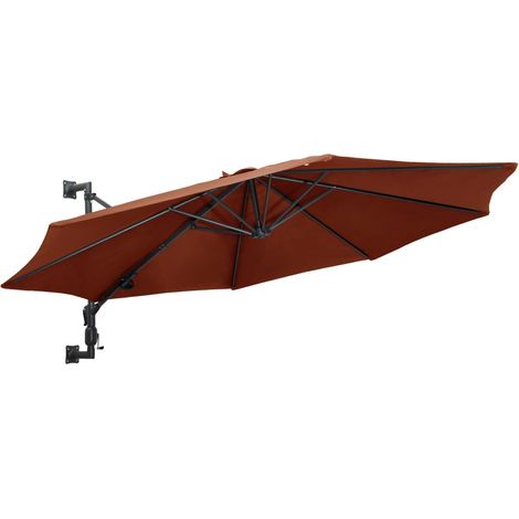 Parasol mural avec mât en métal 300cm Terre cuite (1/5)