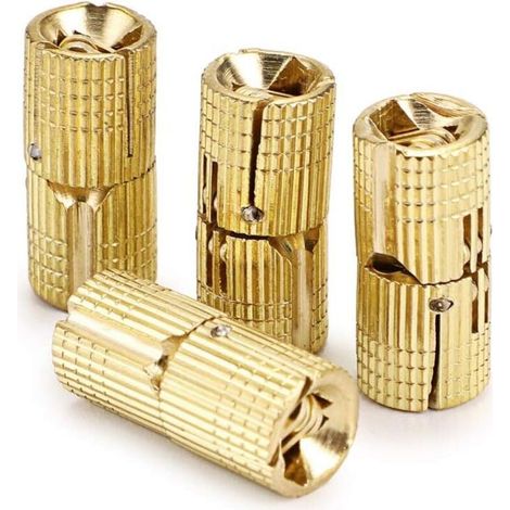 Lot de 4 charnières dissimulées en laiton de 10 mm, charnières dissimulées pour meubles, angle d'ouverture à 180 degrés (1/4)