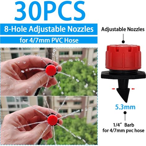 (G-30PCS) Arroseur goutte-à-goutte pour serre et jardin, diffuseur de brume réglable, piquet, buse rotative à micro-pulvérisation (1/5)