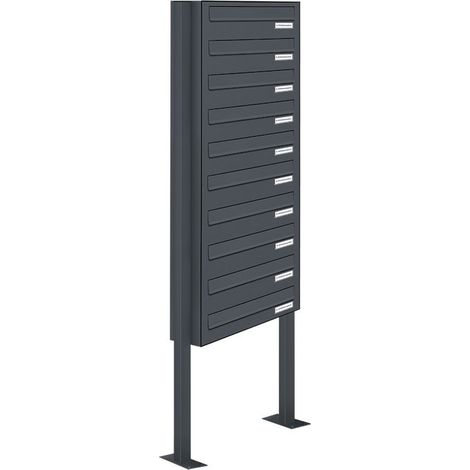 10er Standbriefkasten Freistehend Durchwurfanlage RAL 7016 Anthrazit (1/5)