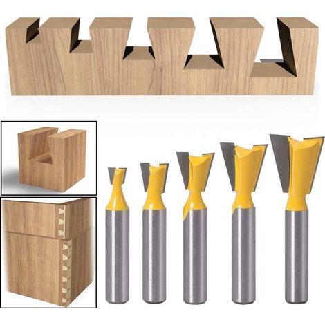 5-teiliges Set Hartmetall-Schwalbenschwanzfräser, 8 mm Hartmetallspitze, Klingenbreite: 6,35 mm, 9,52 mm, 12,7 mm, 15,9 mm, 19,05 mm (1/5)