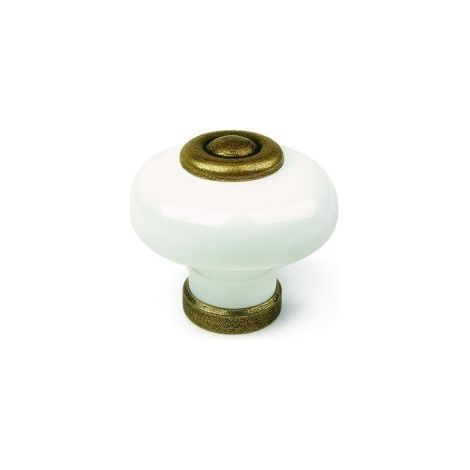 Pomo en porcelana cuero, dimensiones: 31x31x26mm, Ø: 31mm -