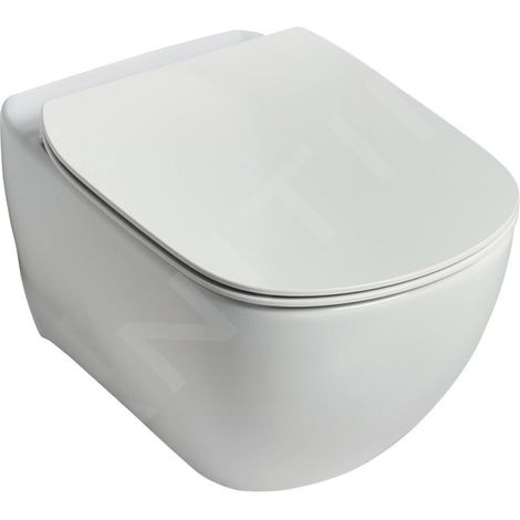 Ideal Standard – WC suspendu avec abattant ultraplat – Technologie AquaBlade – Porcelaine vitrifiée blanche – Évacuation arrière – Dimensions 365x555x335mm - T354701