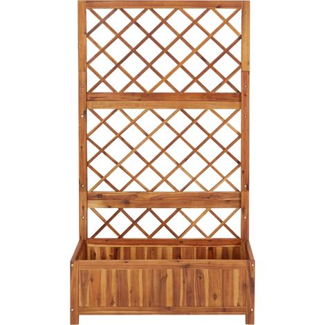 INLIFE Lit surélevé avec treillis 85x38x150 cm Bois massif d'acacia (1/5)