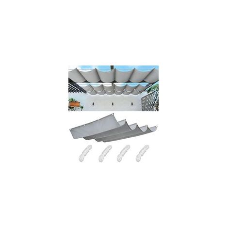 JSSEVN - Retractable Wave Shade Sail, Waterproof Rectangular Shade Sail, Shade Net, Shade Tarp, UV Sun Protection, 1x4M Light Grey (1/5)