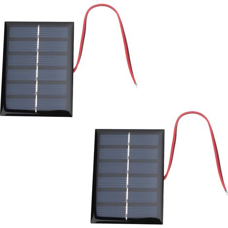 Lot de 2 panneaux solaires en silicium polycristallin 0,3 W 3 V 65 x 48 mm pour appareils photo, jouets, appareils électroniques avec câble de 15 cm (1/5)