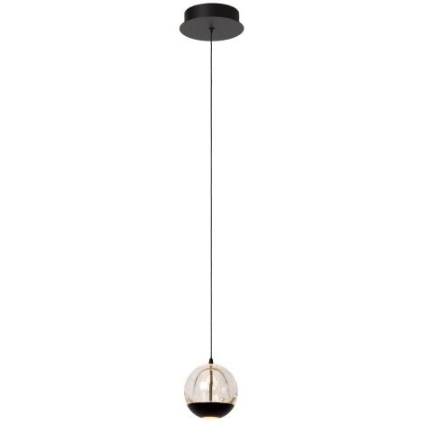 Sospensione Lucide Sentubal sfera vetro nero con bolle LED 6,3W