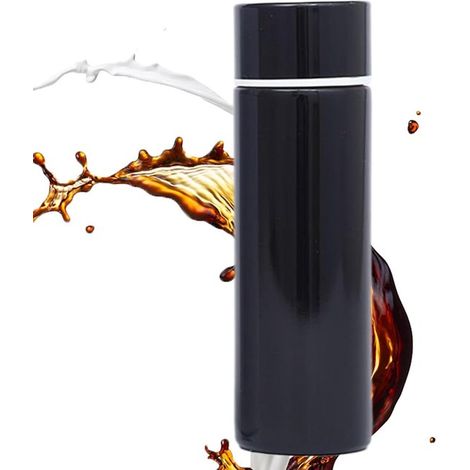 Mini-tasse isotherme - Tasse thermique portable - Compacte et élégante - Bouteille isotherme pour boissons chaudes et froides - 15cm - Noir (1/5)