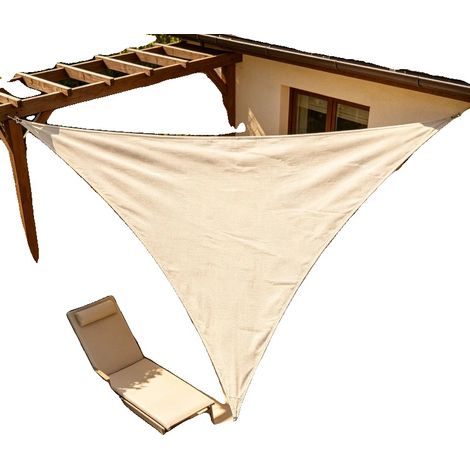 Vela de sombra, diseño triangular, protección UV, color beige. (1/2)