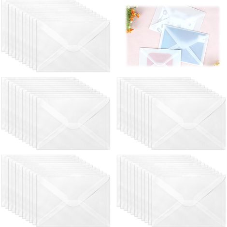50 Pre-Folded Wedding Invitation Envelopes, Vellum Jackets 12.5x18.5cm (1/5)