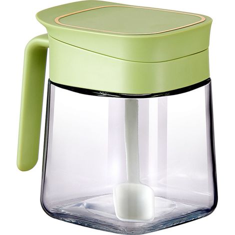 Pot en Verre Transparent pour Épices, Sel, Sucre, Poivre - Récipient de Cuisine Vert pour Maison (1/5)