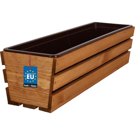 KOTARBAU® Jardiniere Extérieur - Bac à Fleurs - avec Insert Plastique - Jardiniere Rectangulaire - 60x18x15 cm - pour Terrasse - Jardin - Décoration Extérieure - Chêne (1/4)