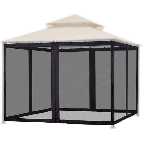 Moustiquaire de Remplacement pour Tonnelle avec Fermeture éclair, Moustiquaire pour Parapluies, Rideau d'intimité à 4 Panneaux pour Patio Extérieur, Jardin et Arrière-Cour (1/5)