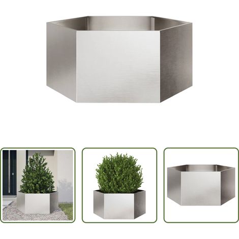 Edelstahlkübel - Pflanzkübel Sechseckig 104x90x45 Edelstahl (1/5)