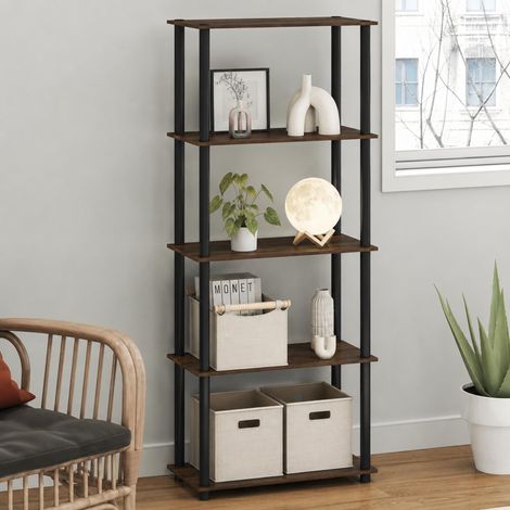 Étagères de Rangement à 5 Niveaux à Assemblage sans Outils, étagère de Rangement Noire, étagère de Rangement Ouverte, pour Organisation et Rangement, Salon, Bureau à Domicile (1/5)