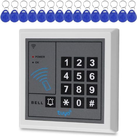 Contrôle d'accès à distance RFID Clavier tactile 1000 utilisateurs, prend en charge l'entrée/sortie WG26 bits + 15 clés RFID, adapté pour les systèmes de contrôle d'accès (1/5)