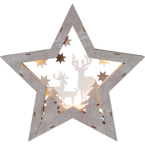 EGLO LED Weihnachtsdeko, Weihnachts-Silhouette in Stern-Form mit Wald-Motiv, Winterlandschaft mit batteriebetriebener Beleuchtung, warmweiß (1/5)