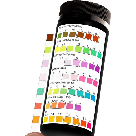 Direct Pool and Spa Test Strips - 100 Pack Strips, Tests pH, Chlorine, Bromine, Hardness and More, Accurate 7-in-1 Pool Water Test (1/3)