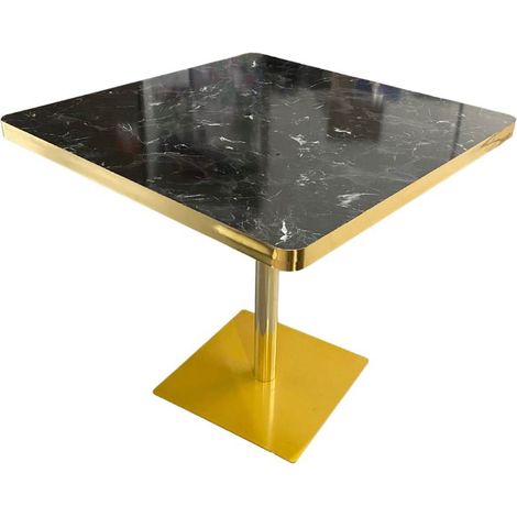 Tavolo quadrato 80x80 base nera e piano effetto marmo nero Key