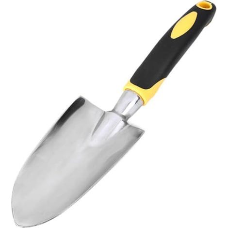 Pelle de jardin pour planter, transplanter, désherber et niveler le sol, pelle large à main pointue avec revêtement en caoutchouc souple antidérapant (1 pièce) (1/5)