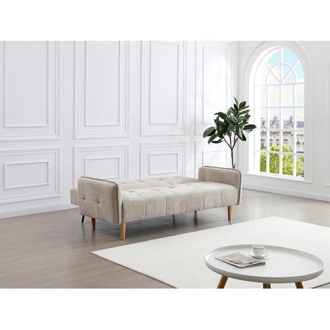 Divano letto 3 posti clic-clac in tessuto beige - SONIATA (1/4)