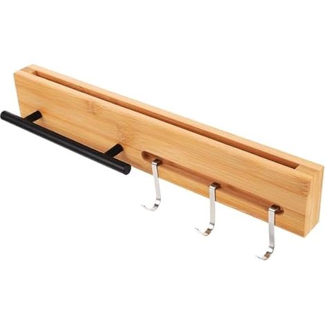 Porte-couteaux Mural en Bois Marron Design Minimaliste, Solide et Gain de Place, Cuisine Domestique et Restaurant, Étagère de Rangement Pratique sans Perçage (1/5)