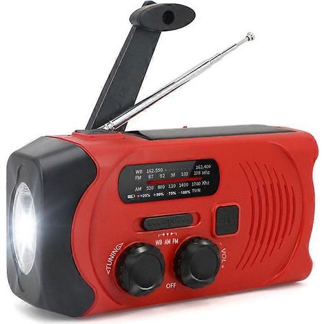 Chargeur de téléphone portable multifonctionnel d'extérieur, batterie externe, dynamo solaire à manivelle, lampe torche de secours LED portable alimentée par radio