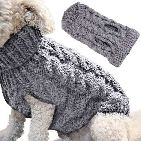 Manteau de Chien - Non spécifié - Taille M - Gris - Fibres acryliques - Confortable et chaud (1/4)