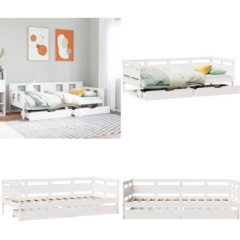 vidaXL Tagesbett mit Schubladen Weiß 90x200 cm Kiefernholz (1/5)