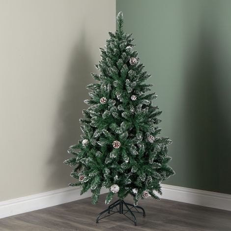 5ft (1.5m) Tall Rocky Mountain Pine Christmas Tree with 526 Snow Tipped Branches & Pinecones (1/5)
