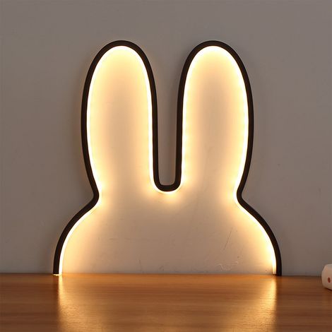 Lampe Néon Lapin - Décoration Murale LED 31x31 cm - Alimentation USB - Pour Chambre, Fêtes de Pâques, Cadeau Ado (1/5)