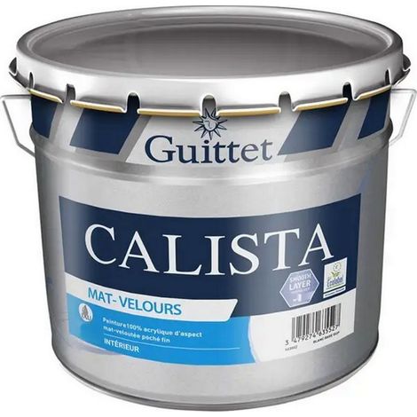Peinture Professionnelle GUITTET Calista haut de gamme, impeccable Mat-Velours Choisissez votre teinte: Peinture Blanche - Conditionnement: 3 Litres