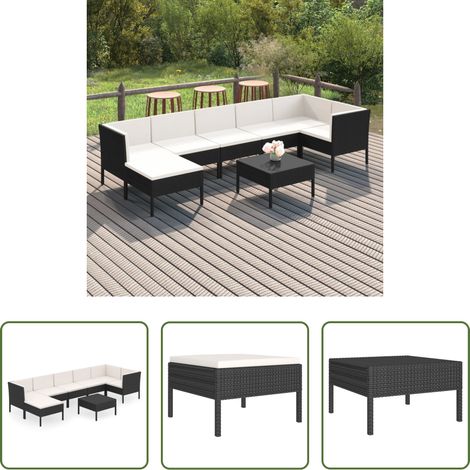 Gartenlounge -  8-tlg. Garten-Lounge-Set mit Auflagen Poly Rattan Schwarz (1/5)
