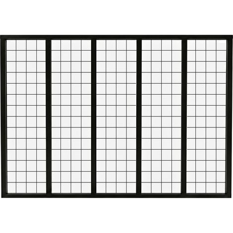 Verrière atelier intérieure aluminium noir 5 vitrages 168 x 117 cm - Décor géométrique - Damier - noir et transparent - Verre trempé (1/5)