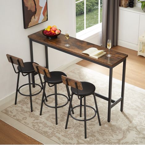 Bartisch Set mit 3 Barhockern 160x40 cm Industrial OKMYHOME (1/5)