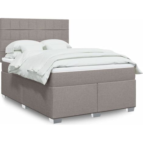 vidaXL Sommier à lattes de lit avec matelas Taupe 160x200 cm Tissu (1/5)