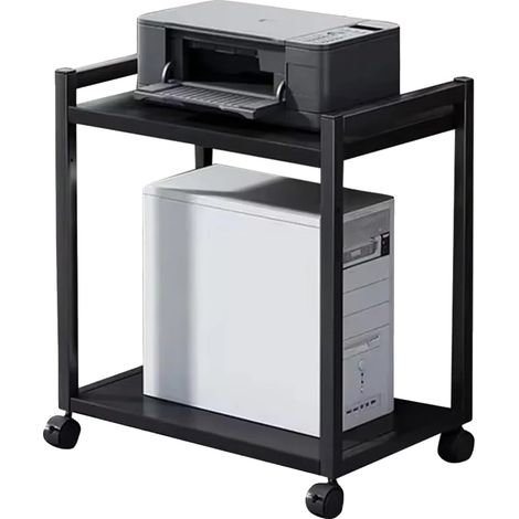 PC Stand, Metallkonstruktion, 2-stufiges Design, höhenverstellbar, 360° drehbare Rollen, Montage erforderlich (1/5)