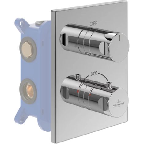 Fachada termostática de 2 vías VILLEROY ET BOCH Universal Grifería rectángulo Cromo + cuerpo empotrado (1/5)