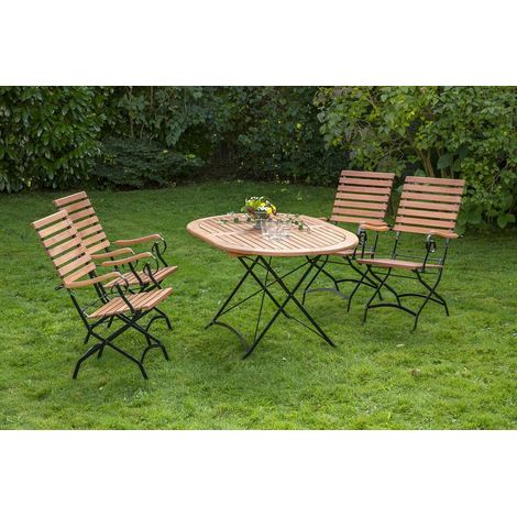 Schlossgarten Set 5tlg 4 Sessel Tisch oval 140x90cm