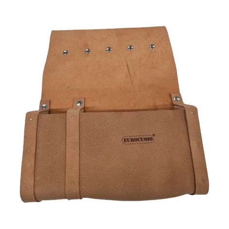 BORSA CARPENTIERE 2 TASCHE + DIVISORI LEGNO  CROSTA BOVINA CM 28X35X7