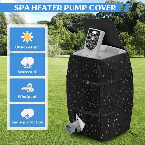 Funda para jacuzzi con cremallera，Funda para bomba de bañera inflable，Tela Oxford 420D impermeable y a prueba de polvo，43 x 38 x 54 cm，Negro (1/4)
