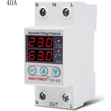 Protecteur de surtension et de sous-tension réglable, SVP-916 40A 63A 80A avec double affichage, protection contre les surtensions, compatible avec les systèmes 220 V (1/5)