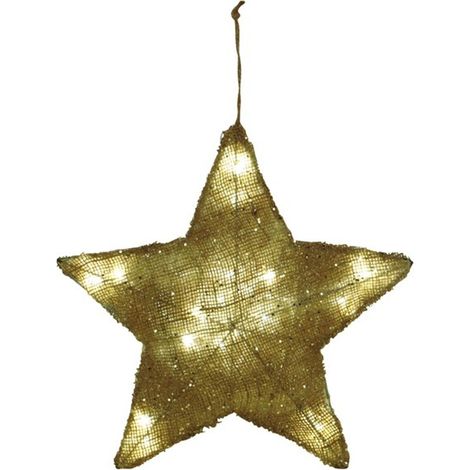 Jute-Weihnachtsstern versch. Größen mit LED´s - 20 LED´s 35x35 cm