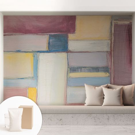 Papier peint intissé décoratif avec colle pour salon chambre et bureau Installation rapide Formes géométriques 208x146 cm (1/5)