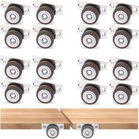 16 anti-door support pulleys, linear directional wheels for table legs, fixed side rollers, 1 inch, brown (1/5)